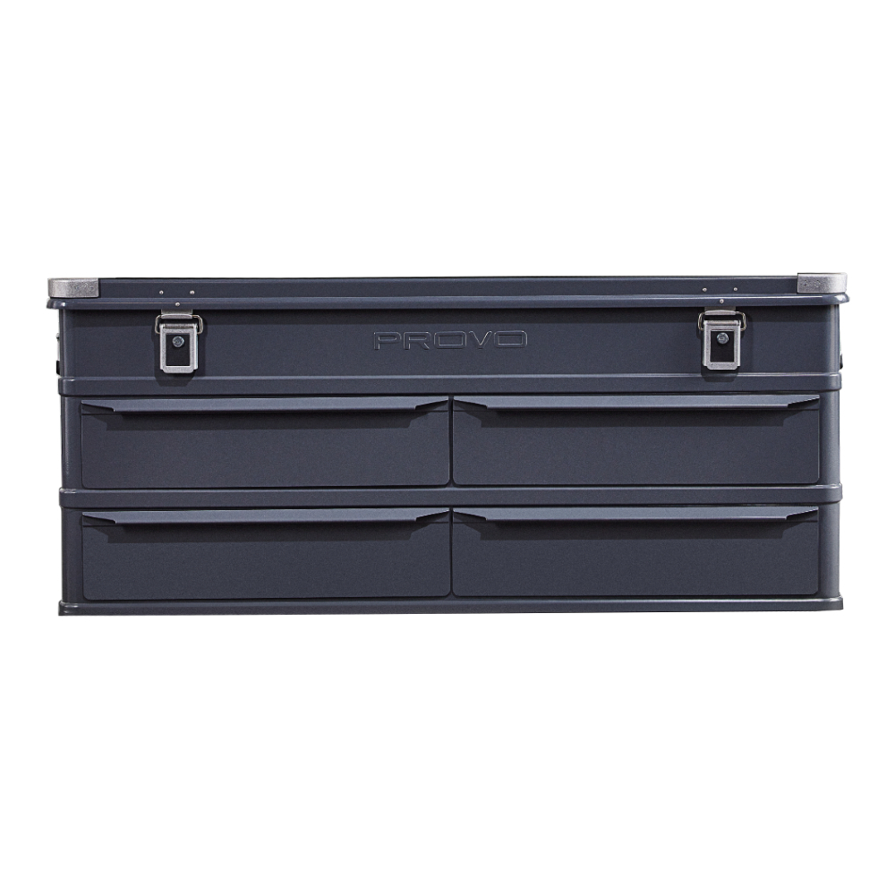 酷麥鋁箱 工業風上掀收納抽屜大型鋁箱桌_370公升