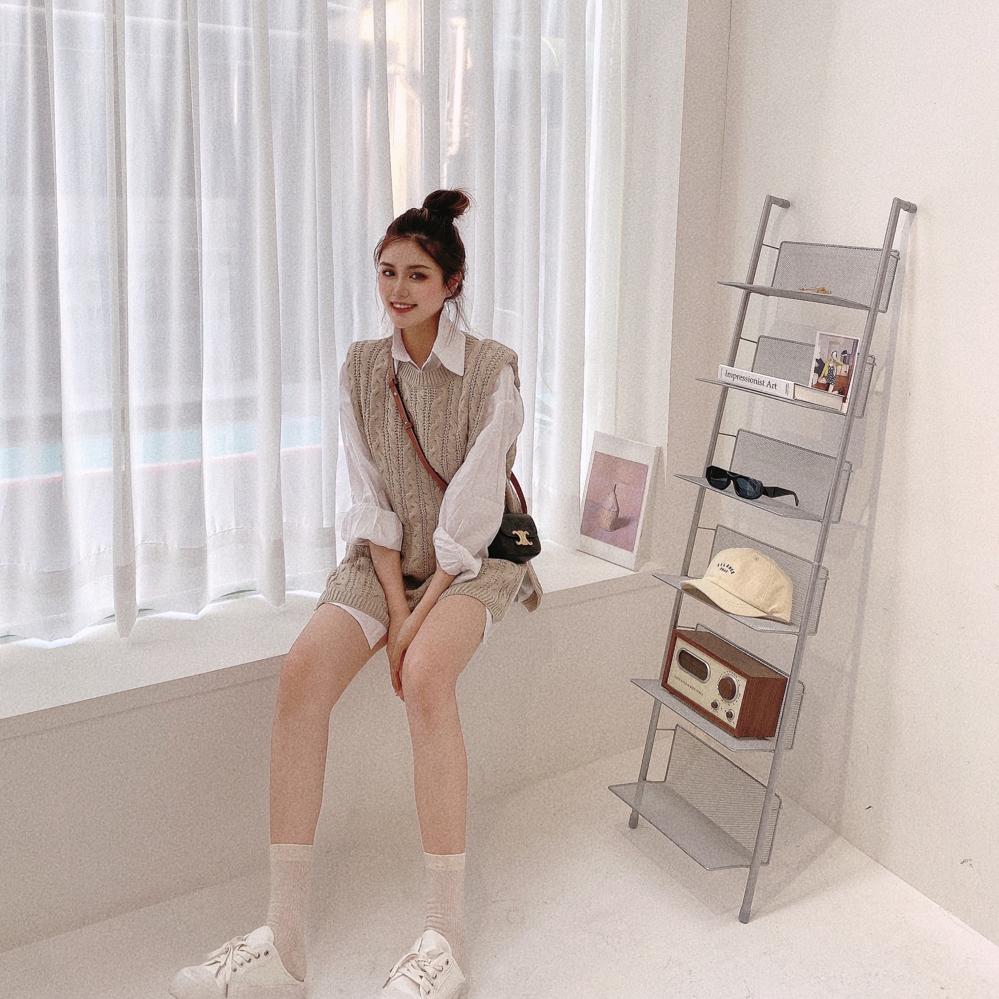 軟Q麻花墊肩針織背心/三色