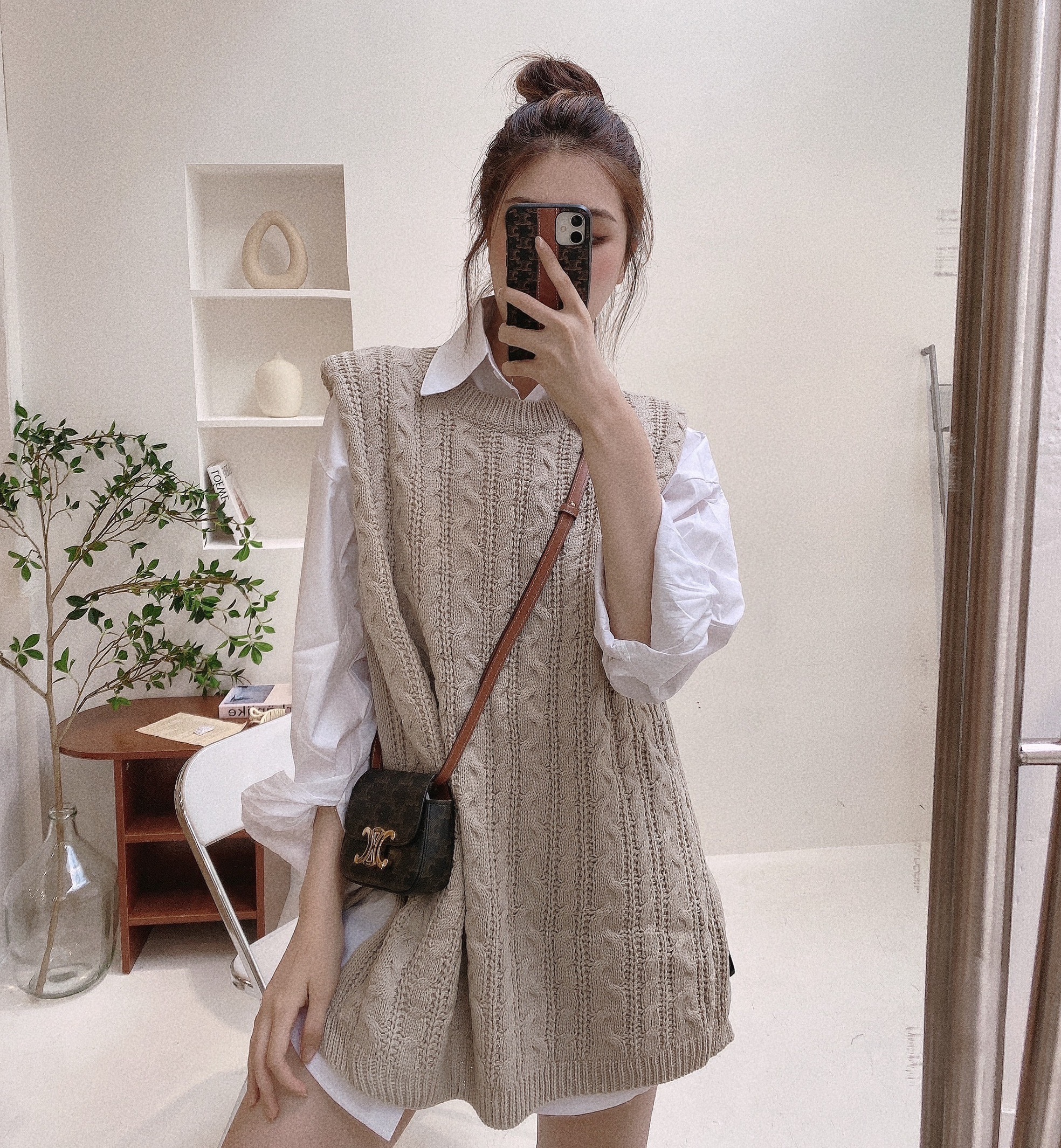 軟Q麻花墊肩針織背心/三色