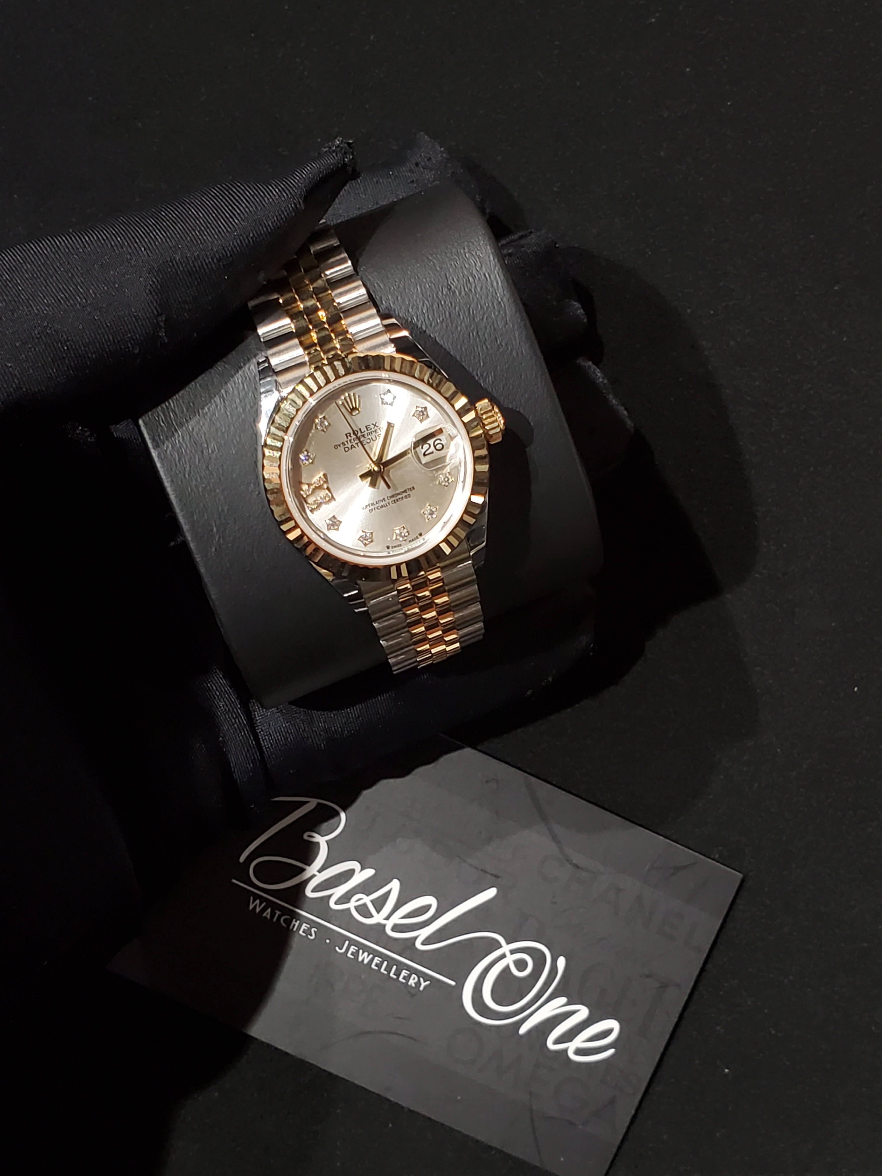 BRAND NEW ROLEX 279173 SILVER DIAL WITH DIAMOND YELLOW GOLD STEEL DATEJUST JUBILEE STRAP 28 MM