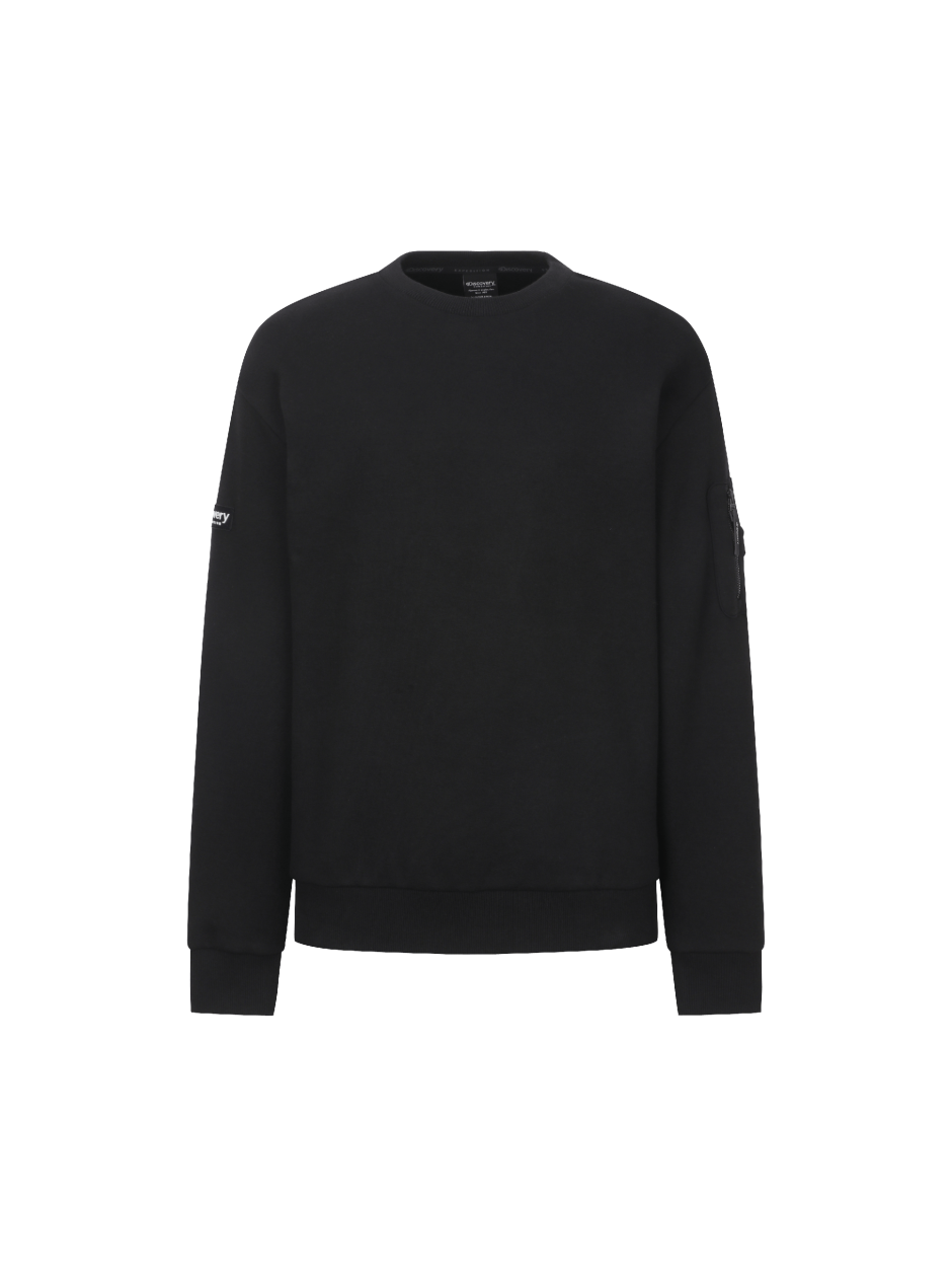 Discovery Out Pocket 素面 長袖 大學T 黑色 男