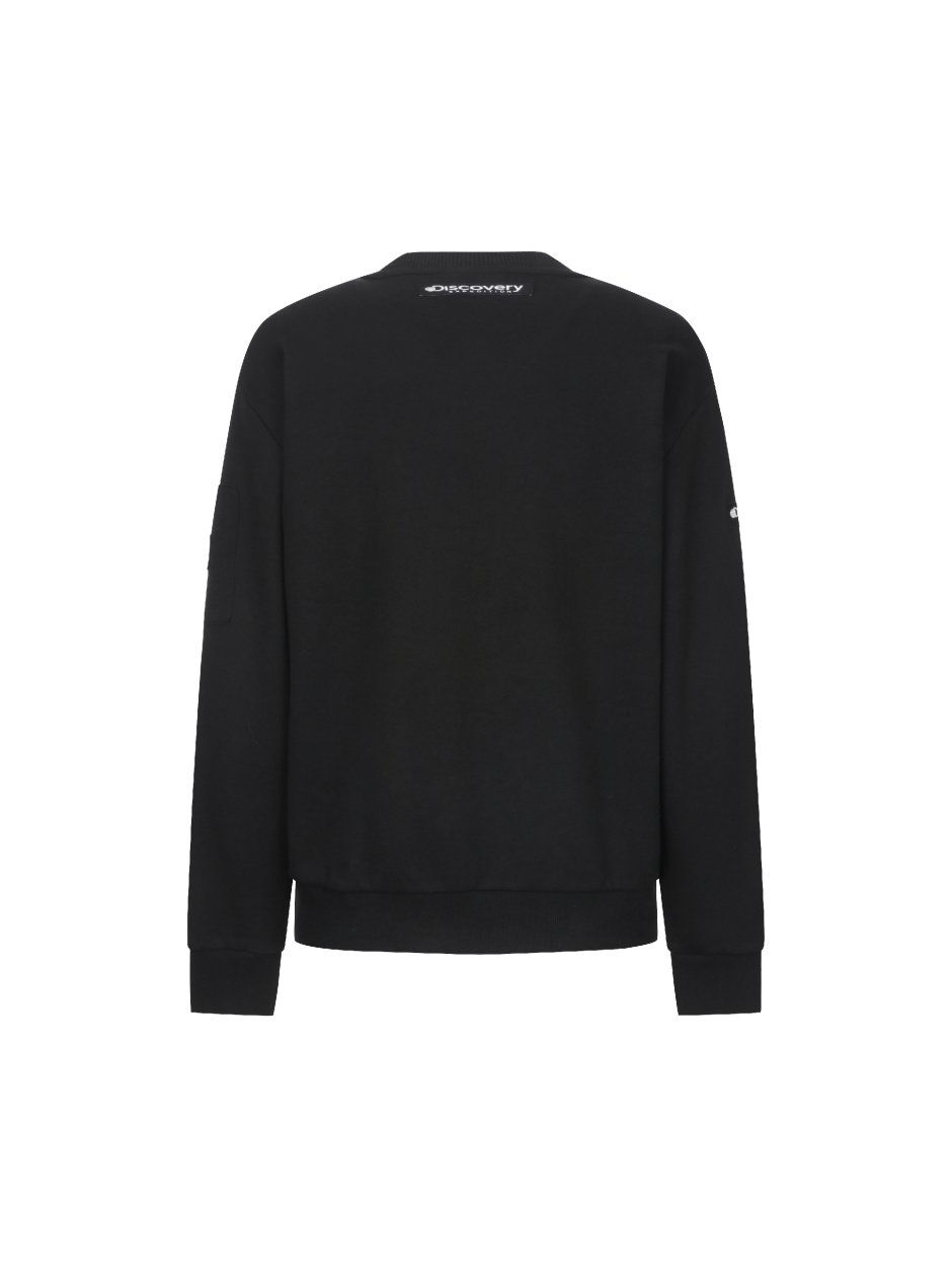 Discovery Out Pocket 素面 長袖 大學T 黑色 男