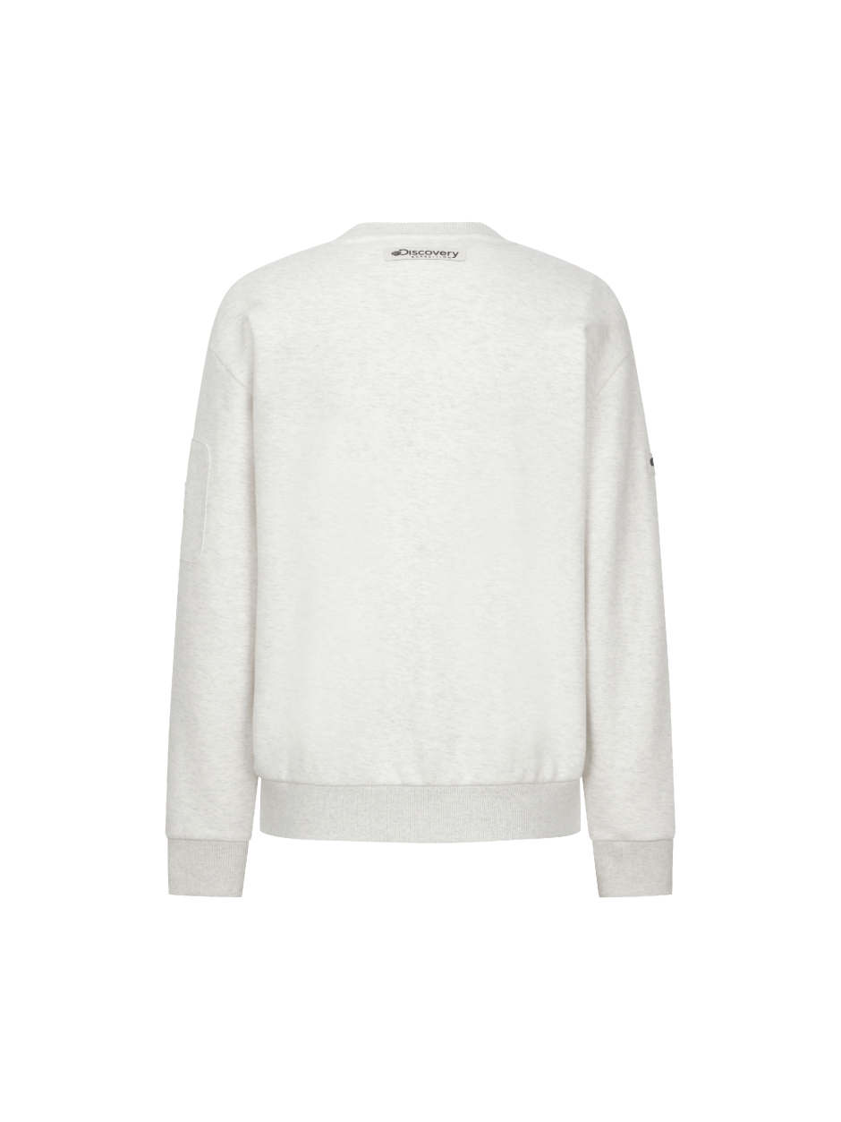Discovery Out Pocket 素面 長袖 大學T 白色 男