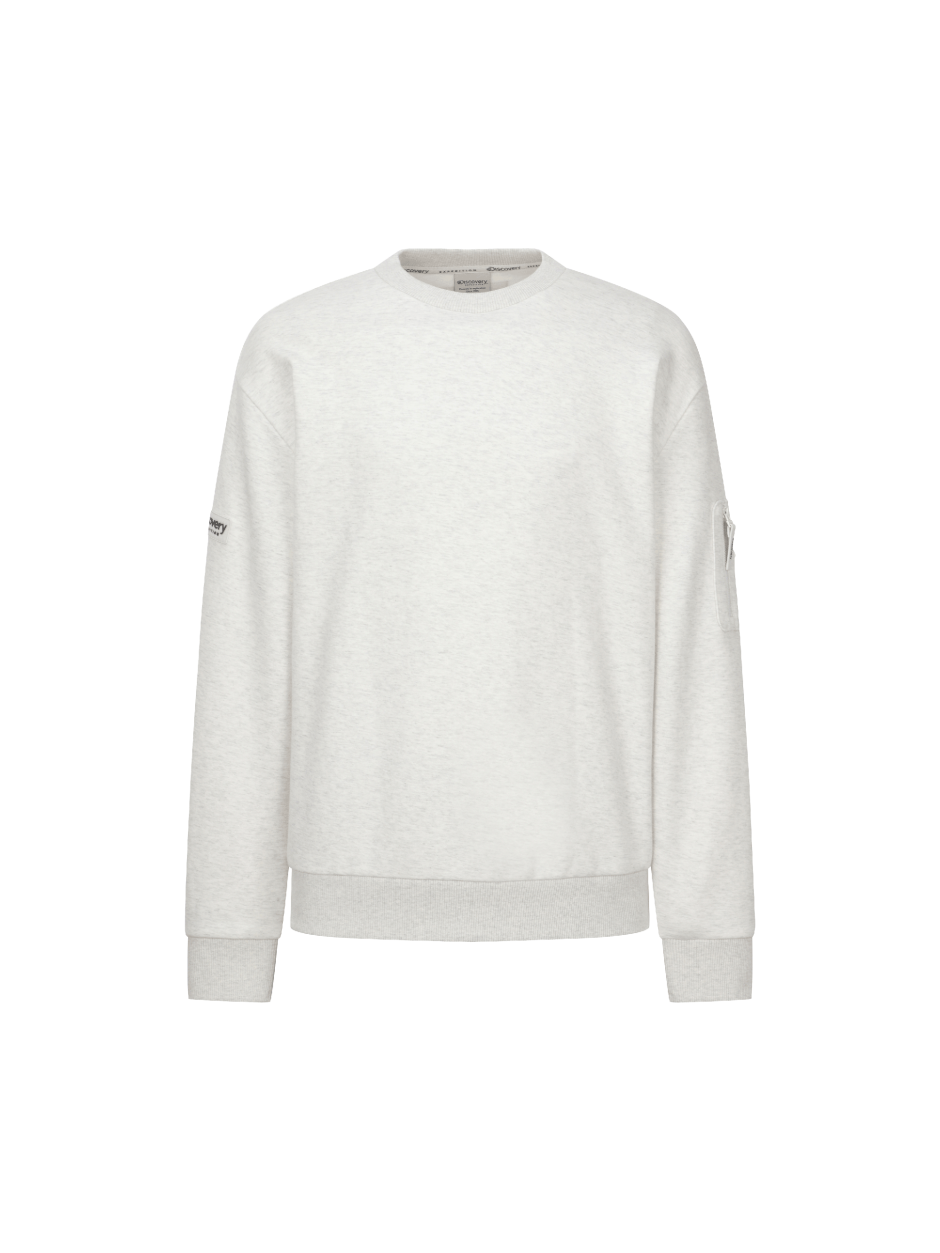 Discovery Out Pocket 素面 長袖 大學T 白色 男
