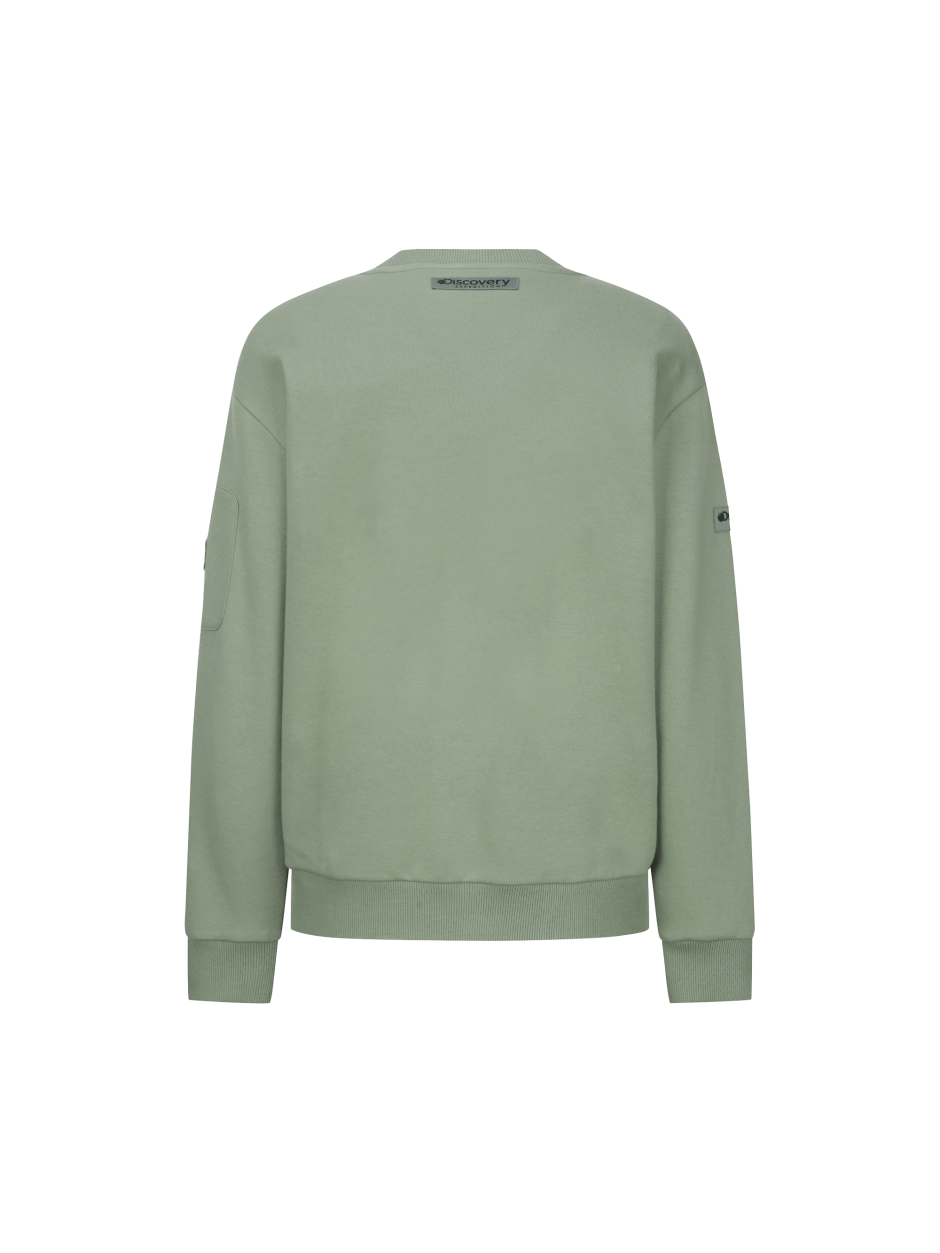 Discovery Out Pocket 素面 長袖 大學T 綠色 男