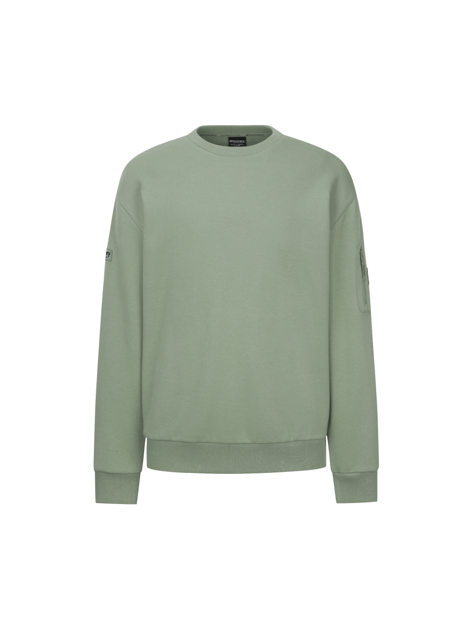 Discovery Out Pocket 素面 長袖 大學T 綠色 男