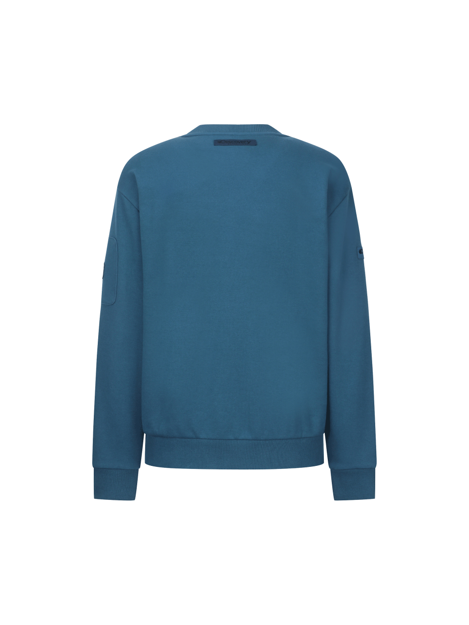 Discovery Out Pocket 素面 長袖 大學T 藍色 男