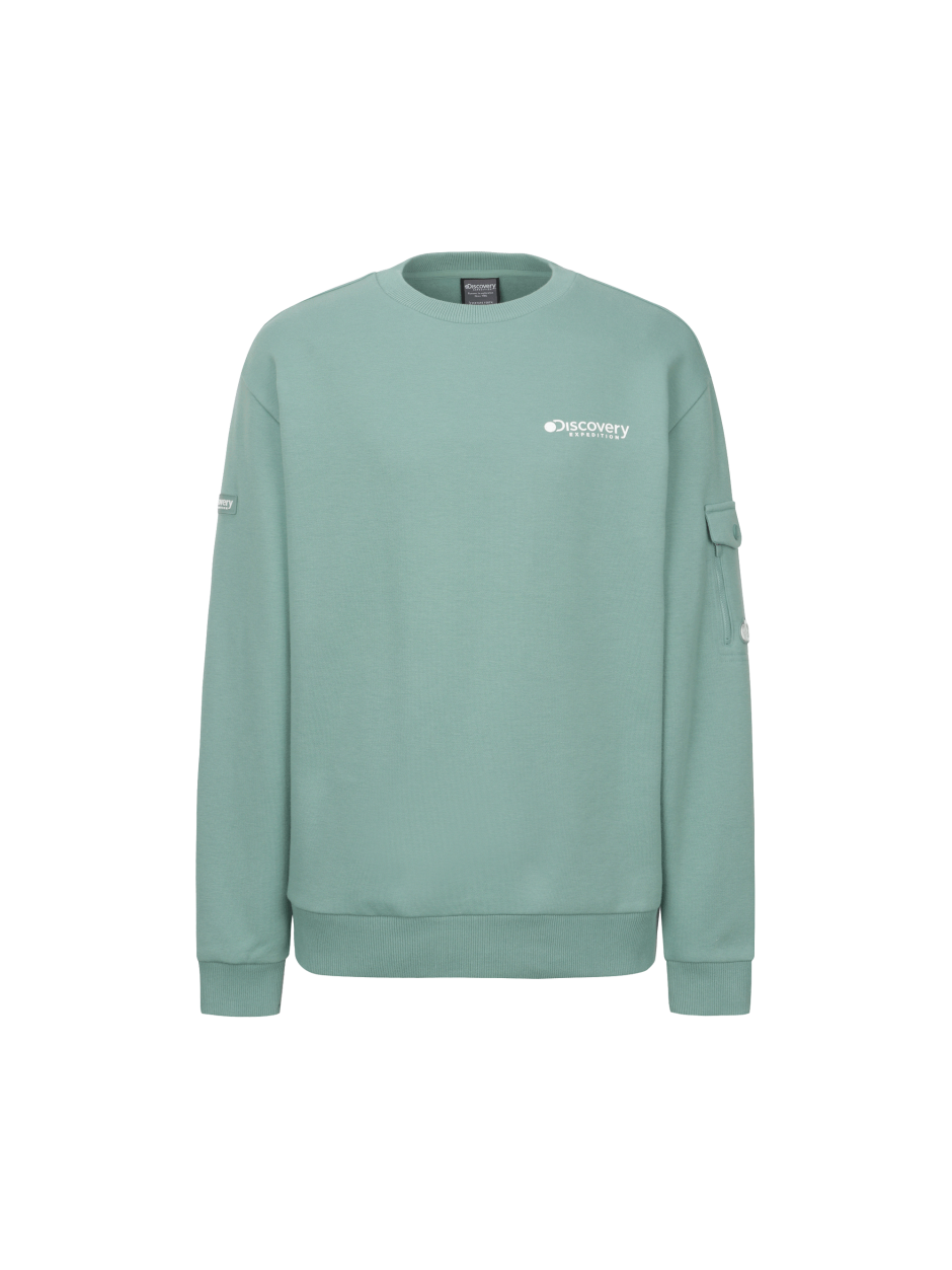 Discovery 素色 小LOGO 長袖 大學T 薄荷綠 男