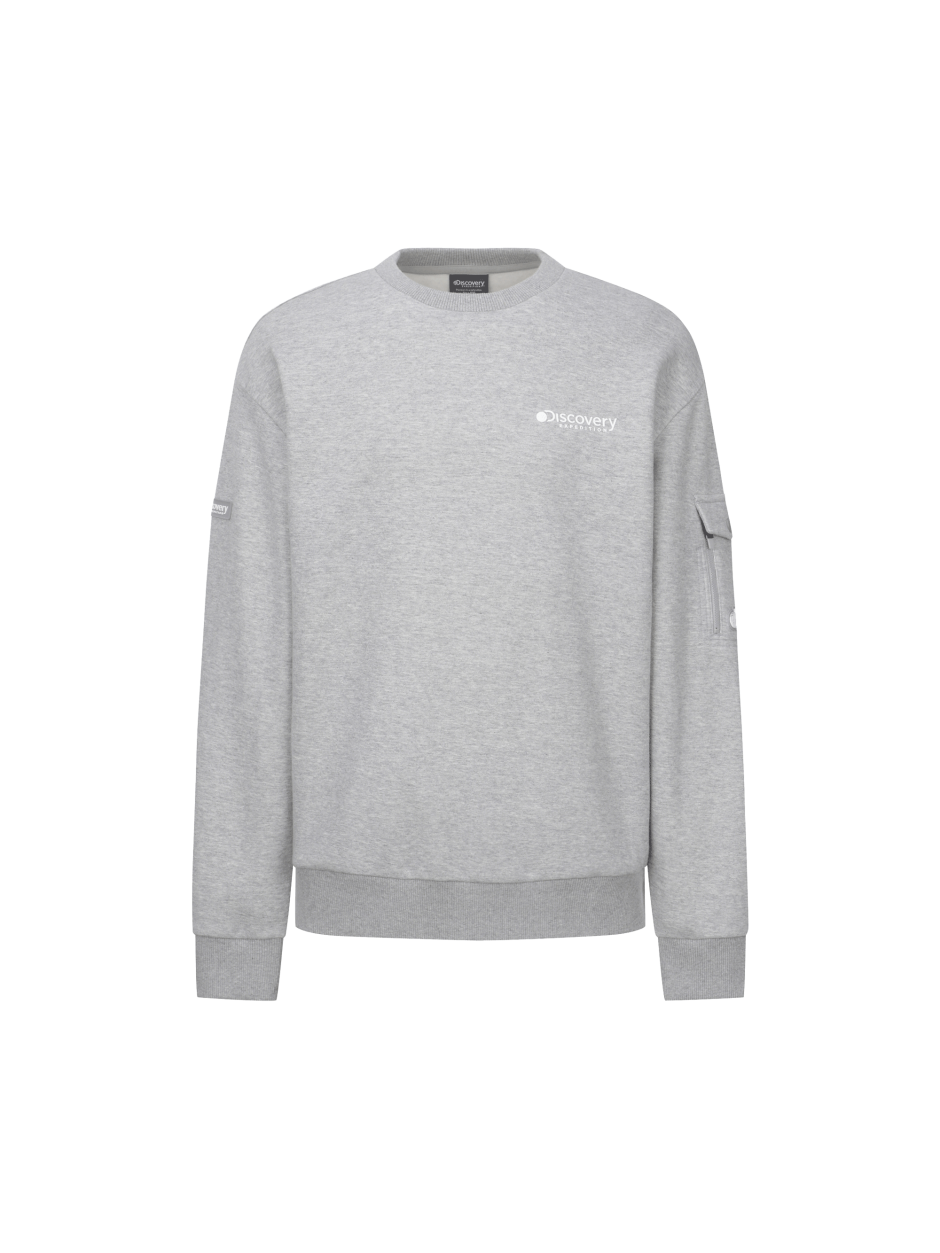 Discovery 素色 小LOGO 長袖 大學T 灰色 男