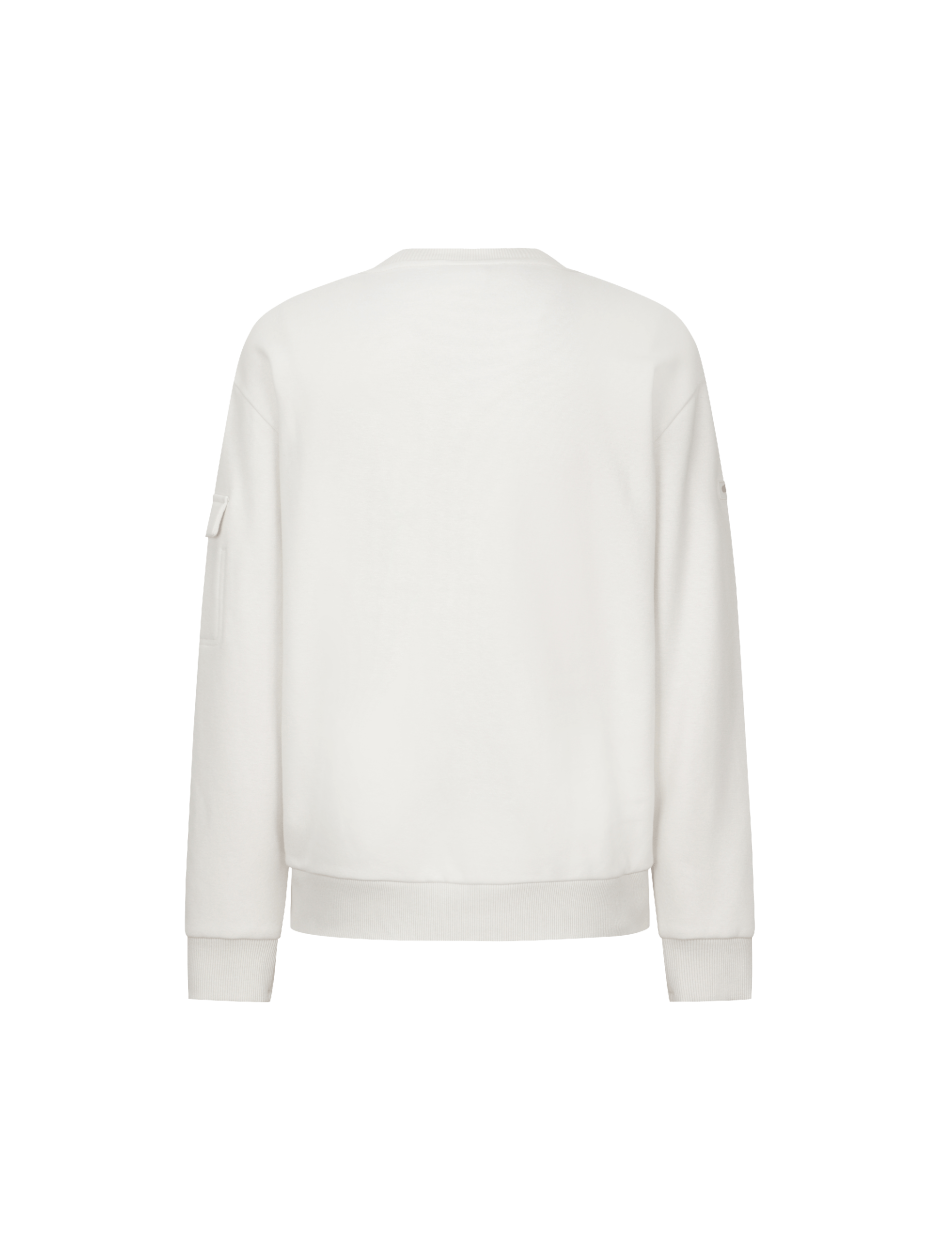 Discovery 素色 小LOGO 長袖 大學T 白色 男