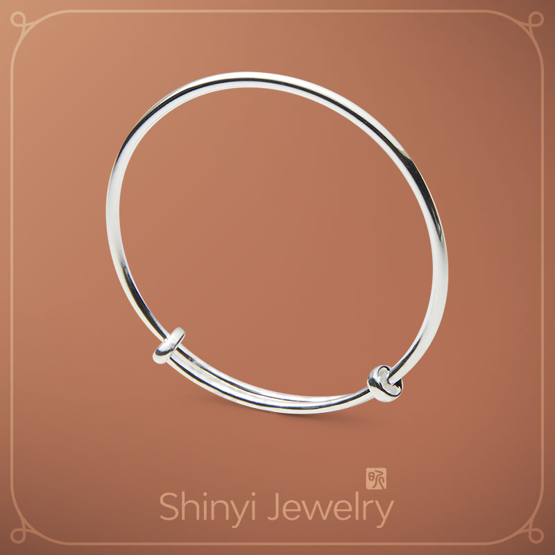 簡約時尚足銀線鐲（推拉式）