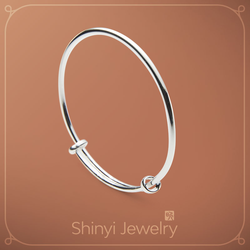 簡約時尚足銀線鐲（推拉式）