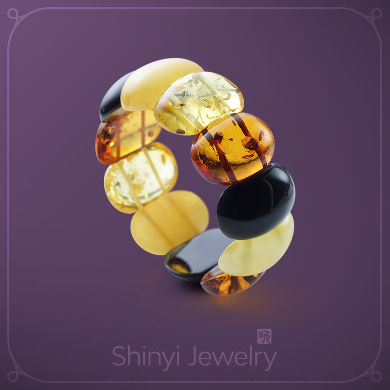 波羅的海多彩天然琥珀手排（27.8克）