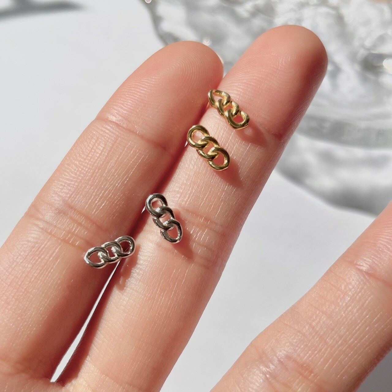 │簡約│迷你鎖鏈 • 耳針耳夾 • 純銀耳環 • 可碰水 抗過敏 S925