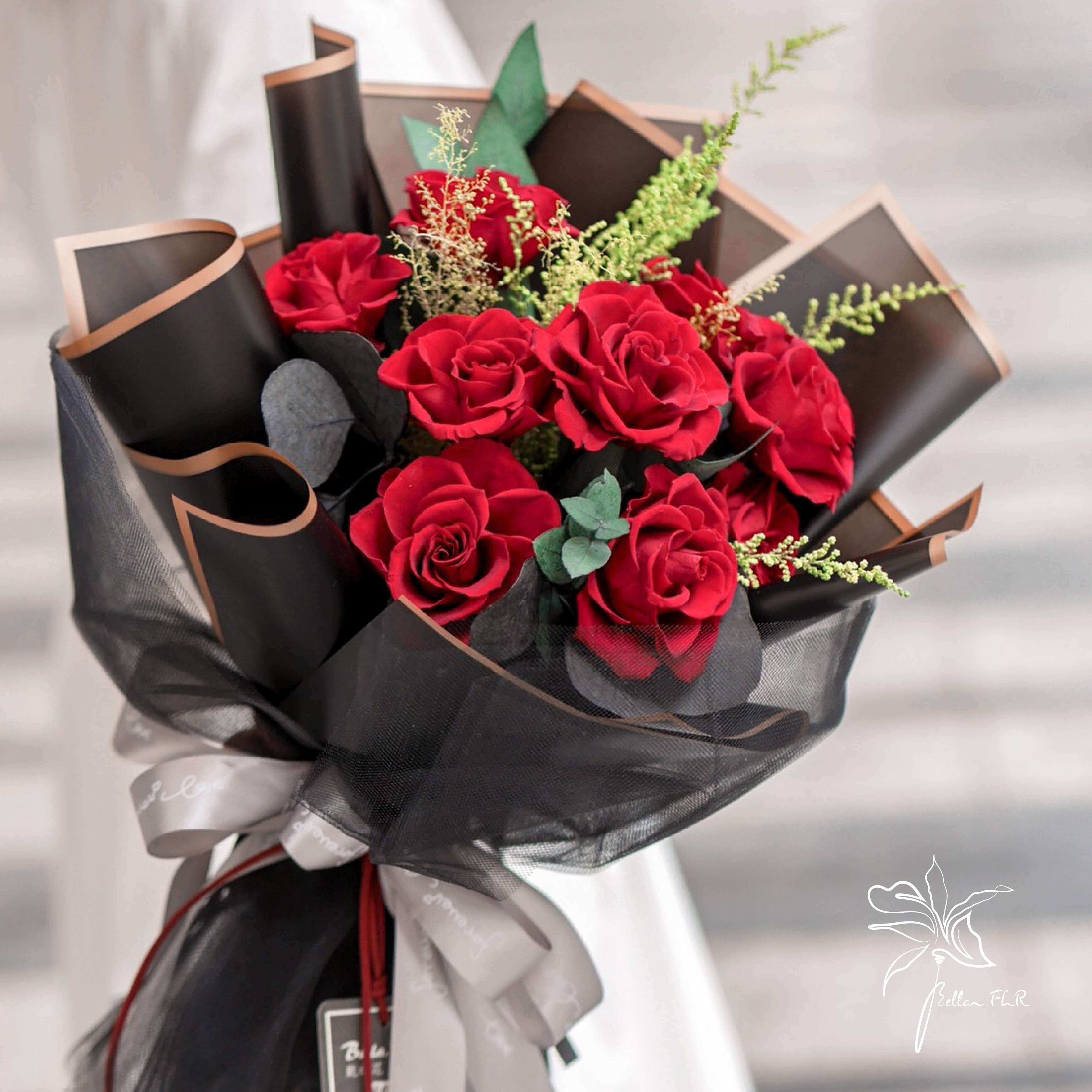 【愛你久久】9朵永生玫瑰花束