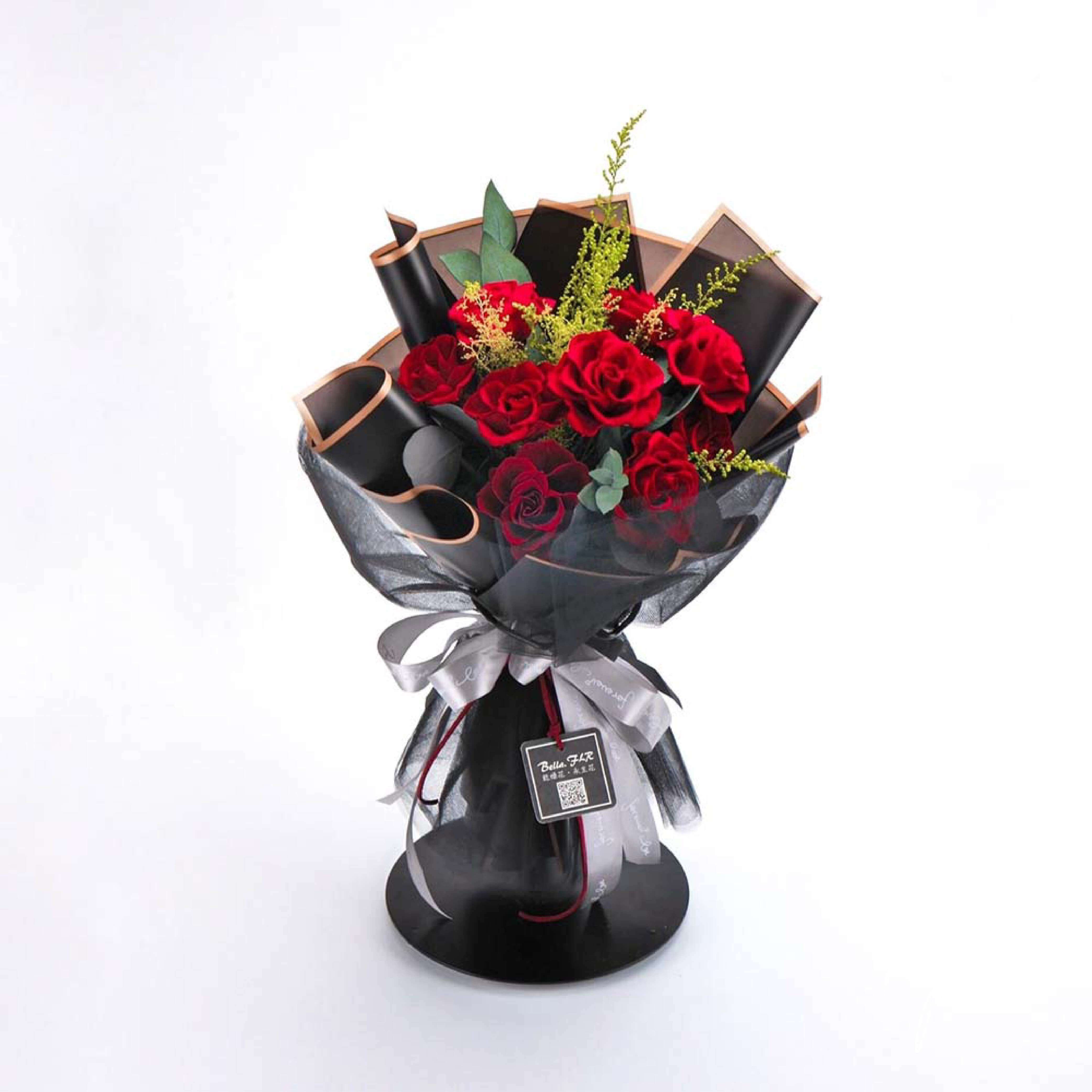 【愛你久久】9朵永生玫瑰花束