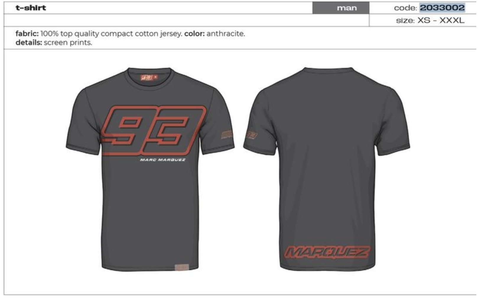 MotoGP MM93 短T BIG LOGO MARC MARQUEZ MotoGP周邊