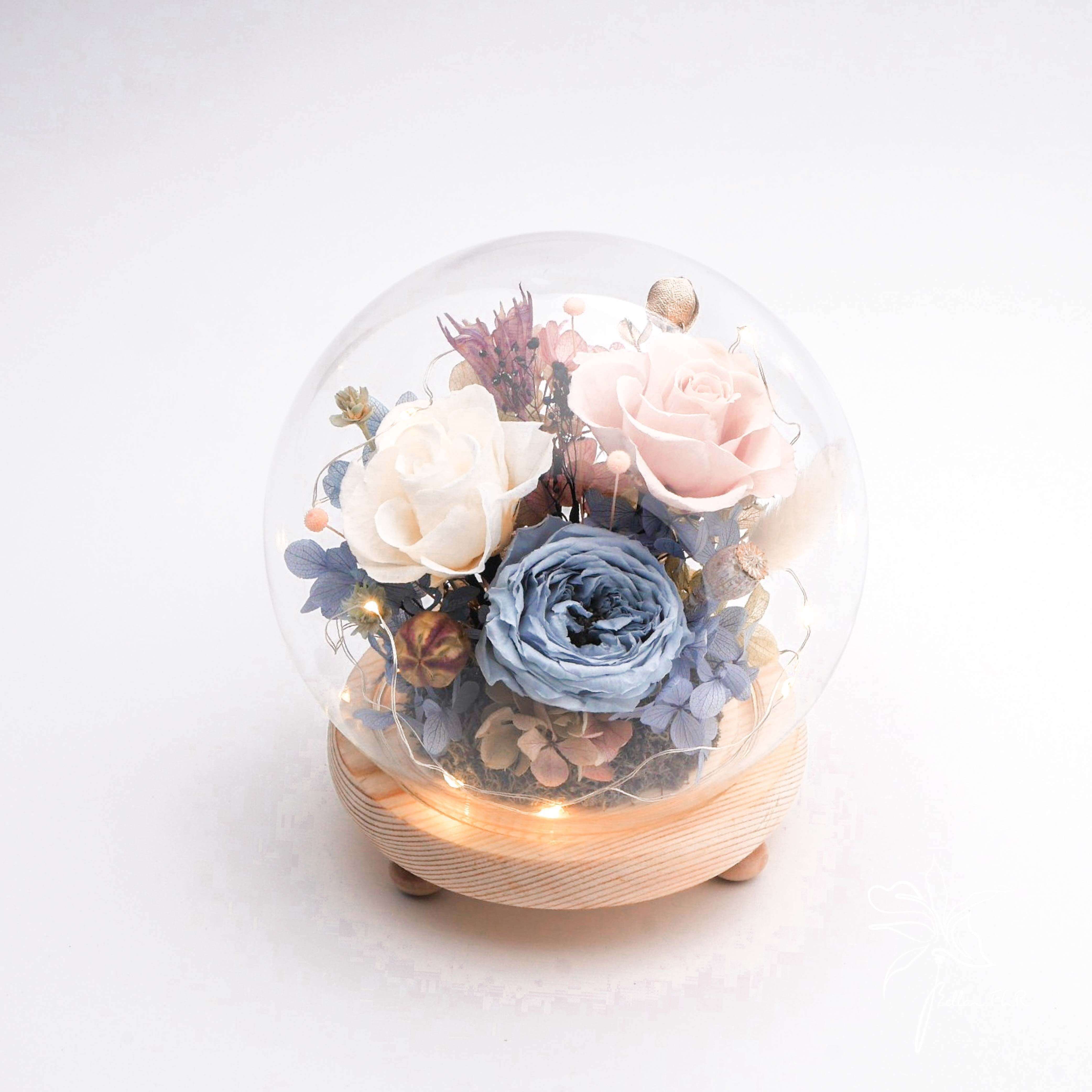 【相依的溫存】圓球玻璃花盅-中