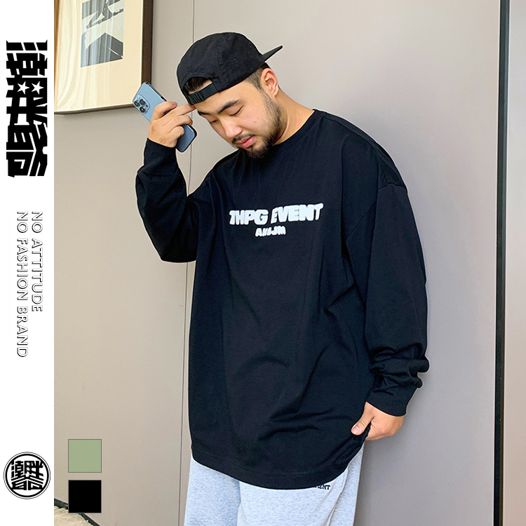 潮胖爺大尺碼-潮牌長袖T恤〈BFTL7418〉