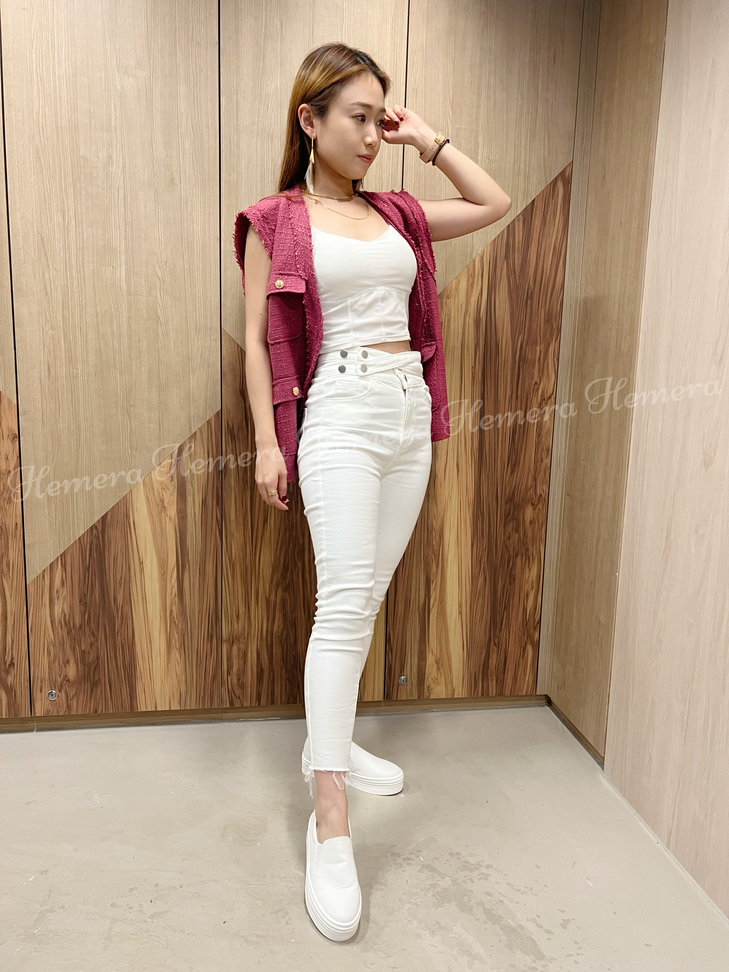 COCO Tweed Vest Golden Button Jacket JK22S0971