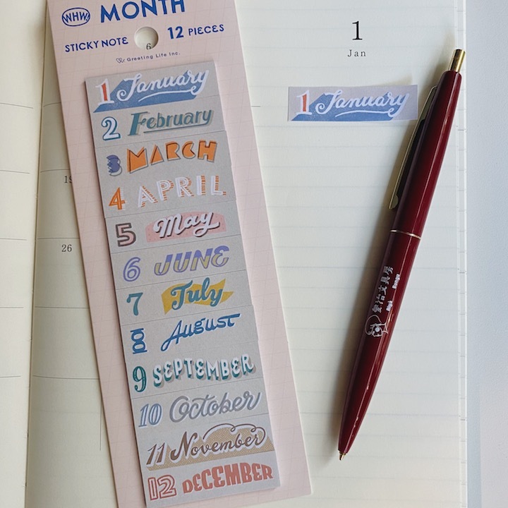 WHW!手繪系列 月份 180枚入 造型標示貼 便利貼｜日本Greeting Life