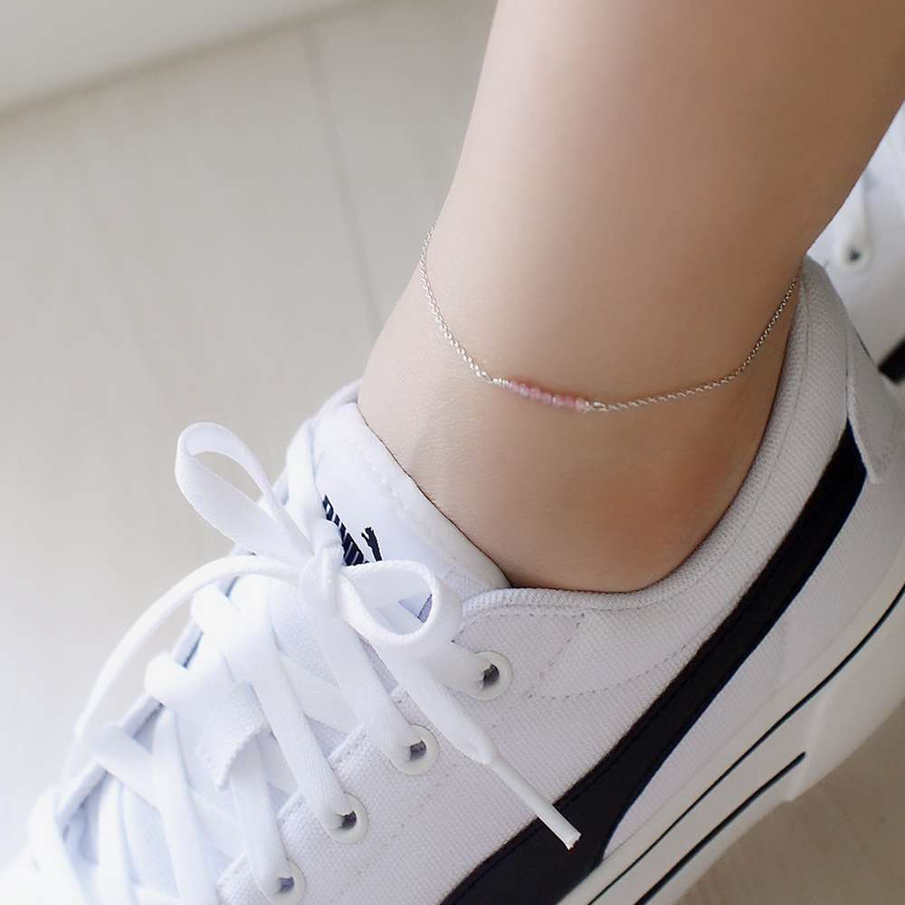 少女心純銀腳鍊(粉紅碧璽)/SA816