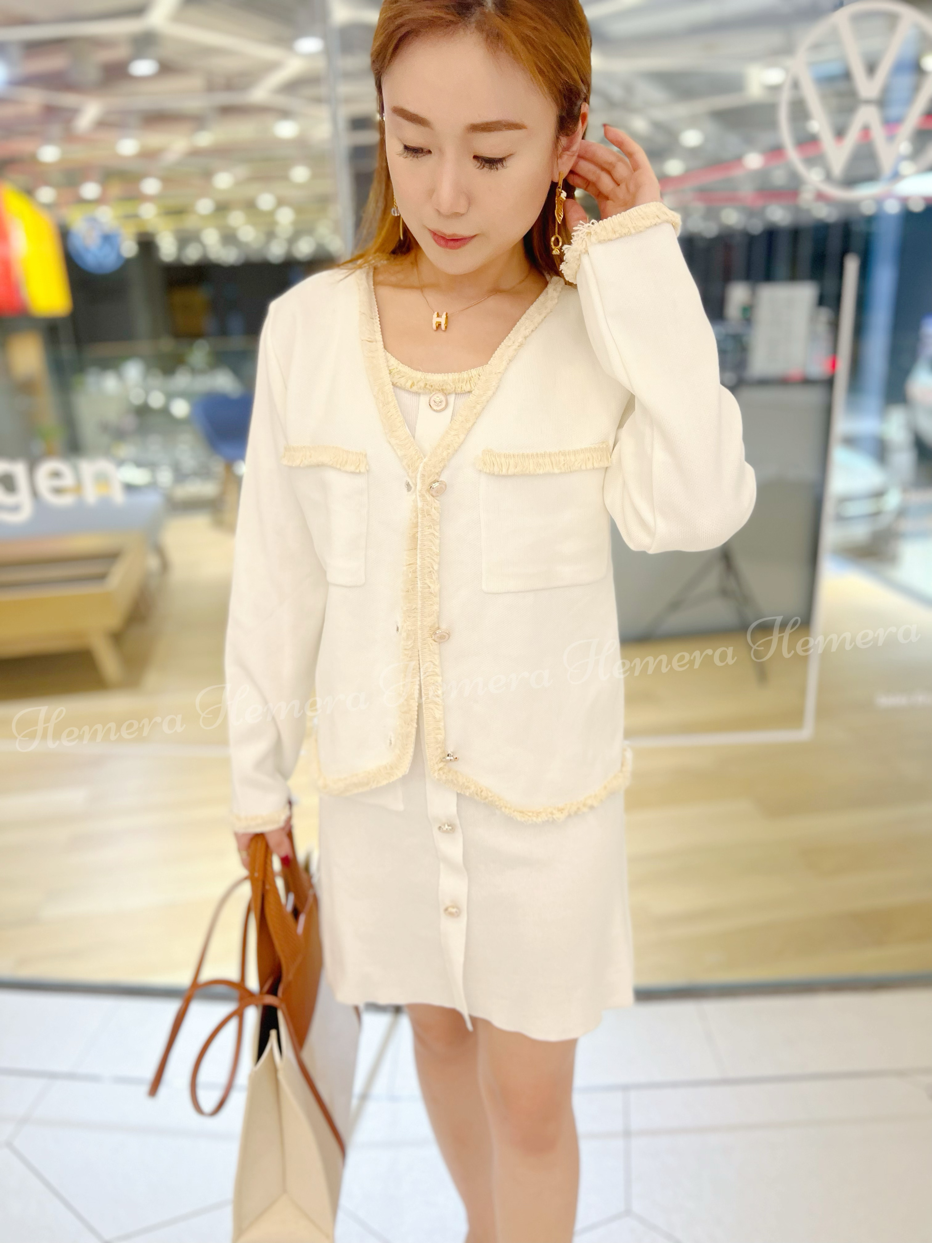 知性溫柔美針織SOSO邊金鈕仔套裝 ST22S0976