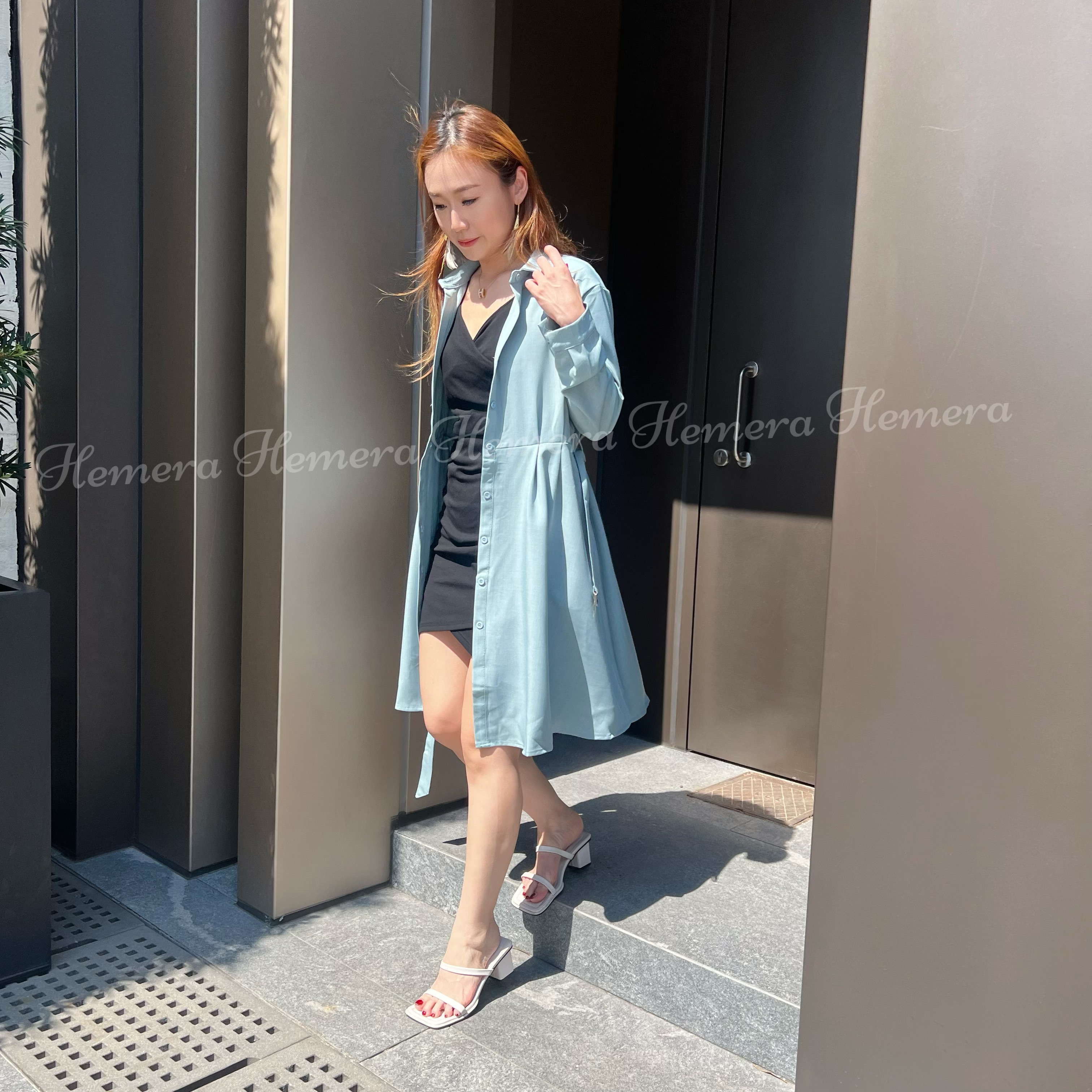 兩著秋裝薄料乾濕褸連身裙（可當外套）DR22S0966