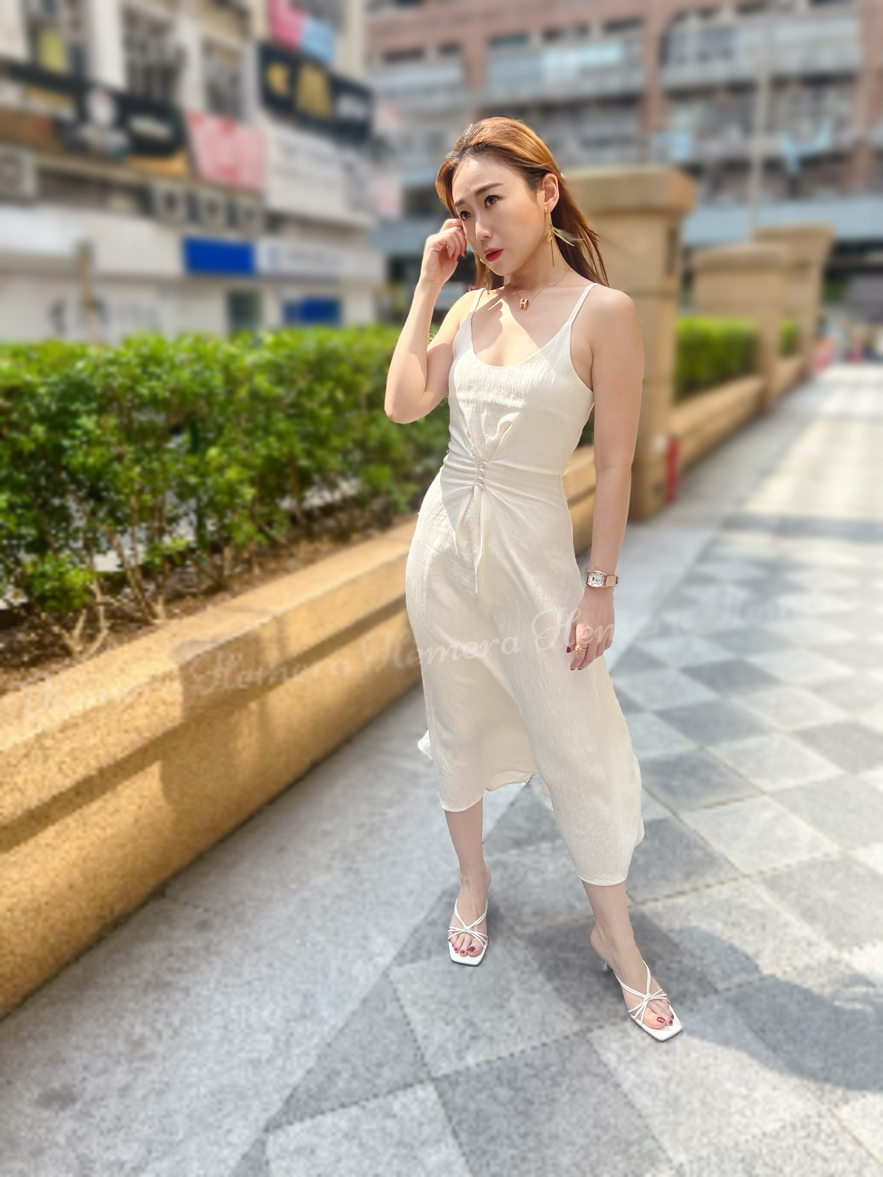 高雅千絲紋中長連身裙 DR22S0966A