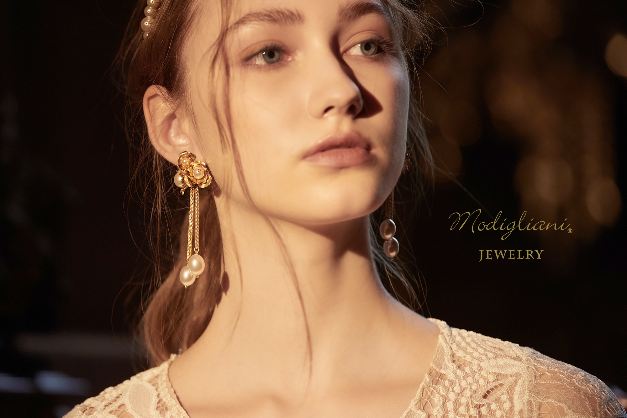 黃銅飾品,黃銅,耳環,花草,華麗,施華洛世奇水晶珍珠,母貝珠,搶眼