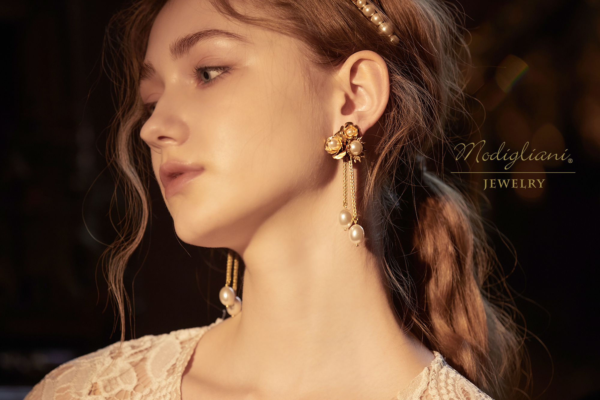 黃銅飾品,黃銅,耳環,花草,華麗,施華洛世奇水晶珍珠,母貝珠,搶眼