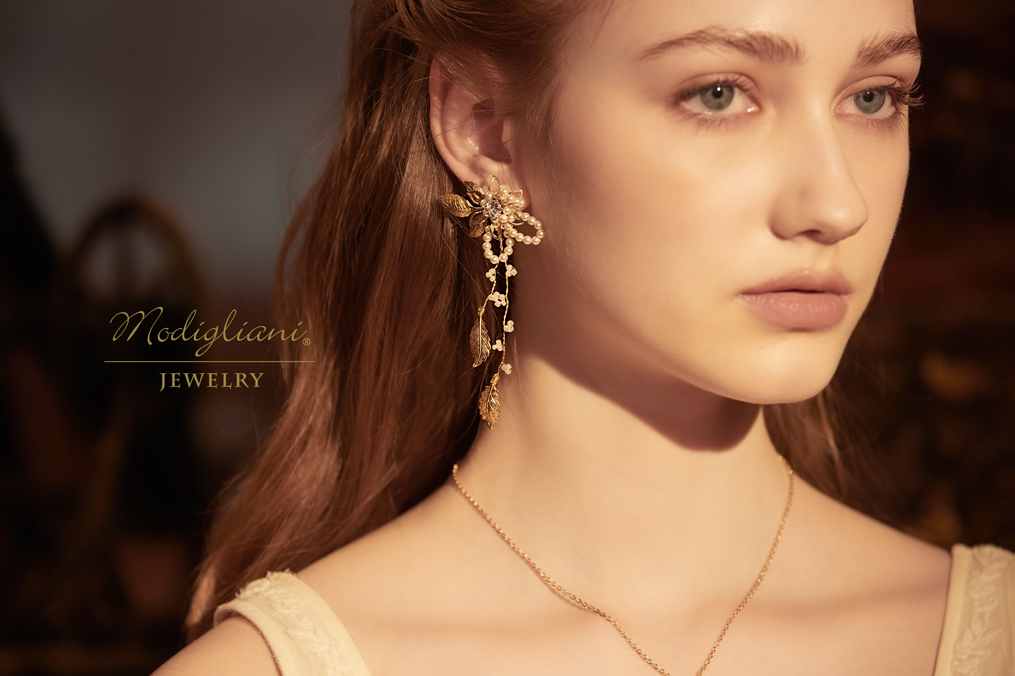 黃銅飾品,黃銅,花草,仙女,鋯石,施華洛世奇水晶珍珠,兩戴式耳環,華麗