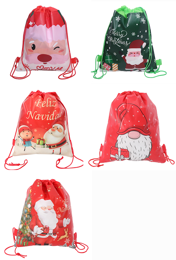 聖誕雙面紡布印刷束口抽繩袋玩 MC