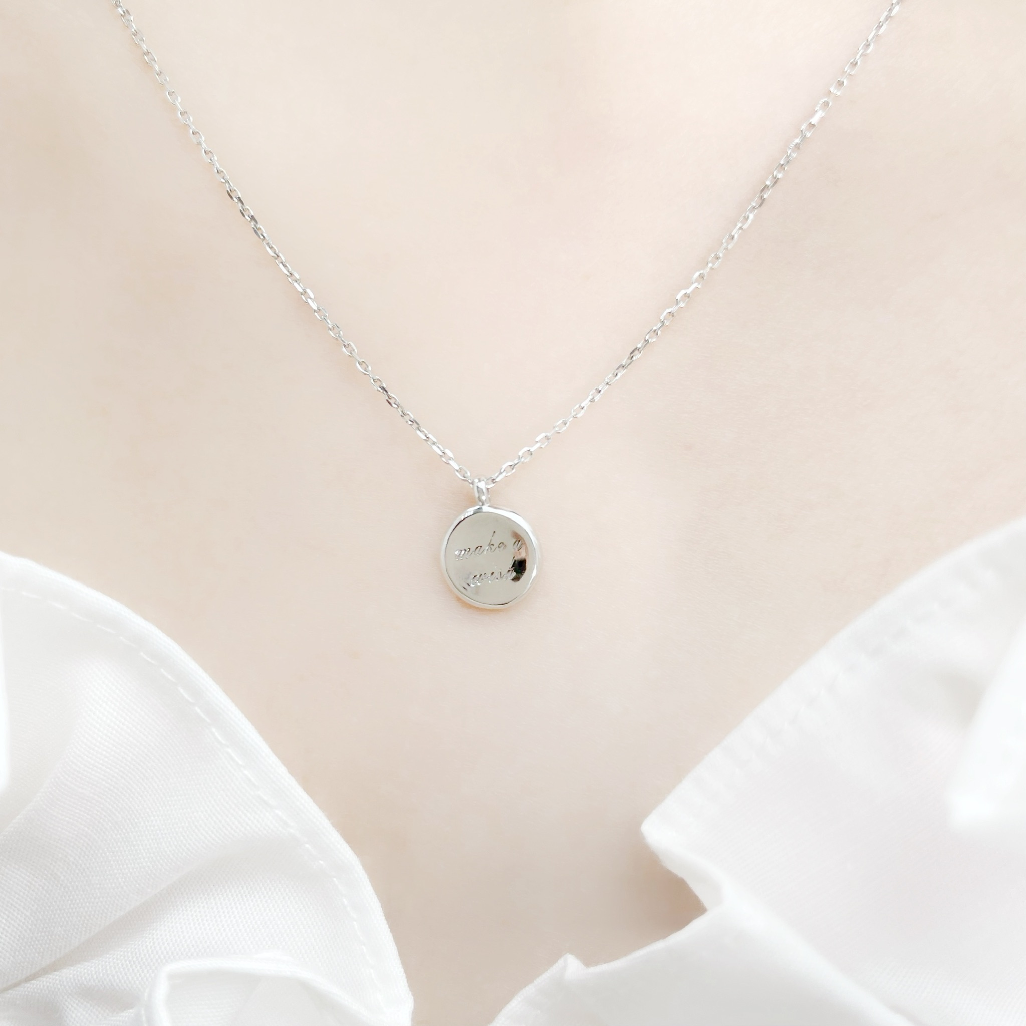 | 925純銀・厚鍍白金・ 厚鍍玫瑰金 |  許願符項鍊 (銀/玫瑰金) | NE0665 |