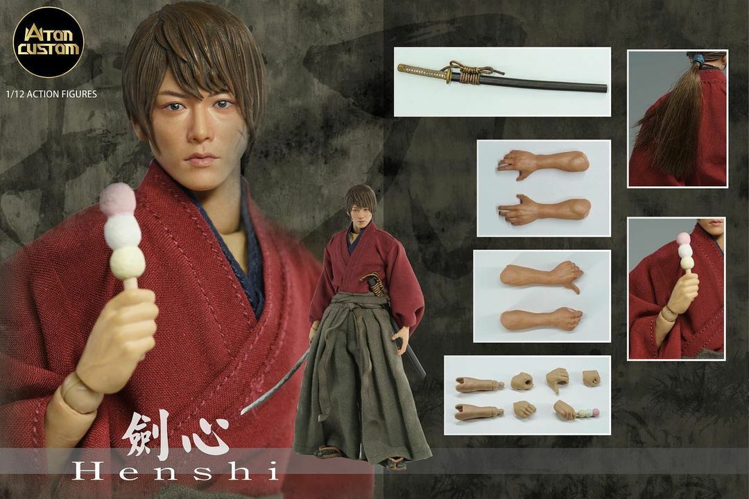 送料無料 1/12 AtonCustom サムライ ダッメジ版 アジアン男性