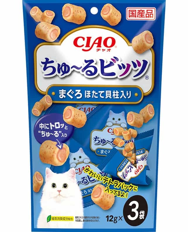 [*任選11件$138*] 日本CIAO Churu Bits 金槍魚配扇貝流心粒粒12g x 3袋