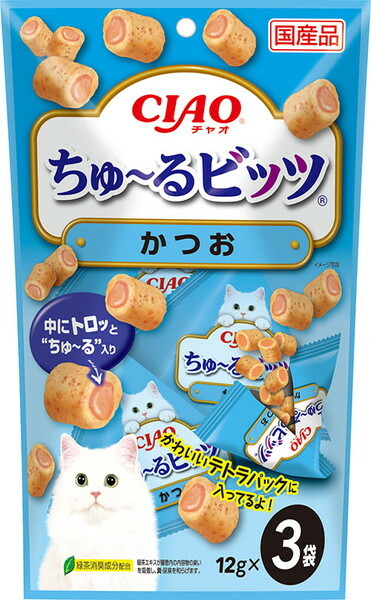 [*任選11件$138*] 日本CIAO Churu Bits 鰹魚流心粒粒12g x 3袋