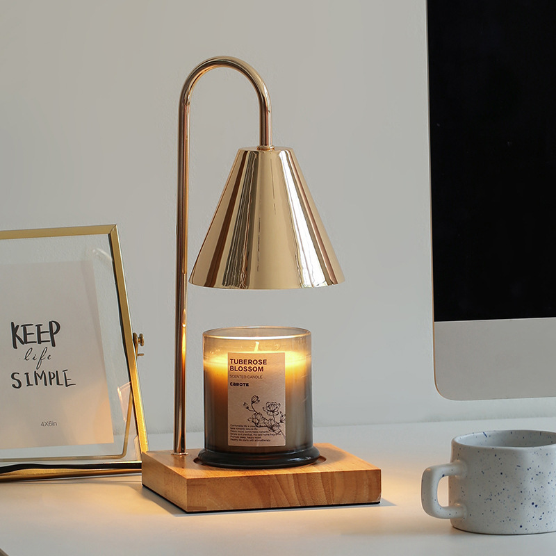 Wooden Scented Candle Warmer (Oak with Gold)