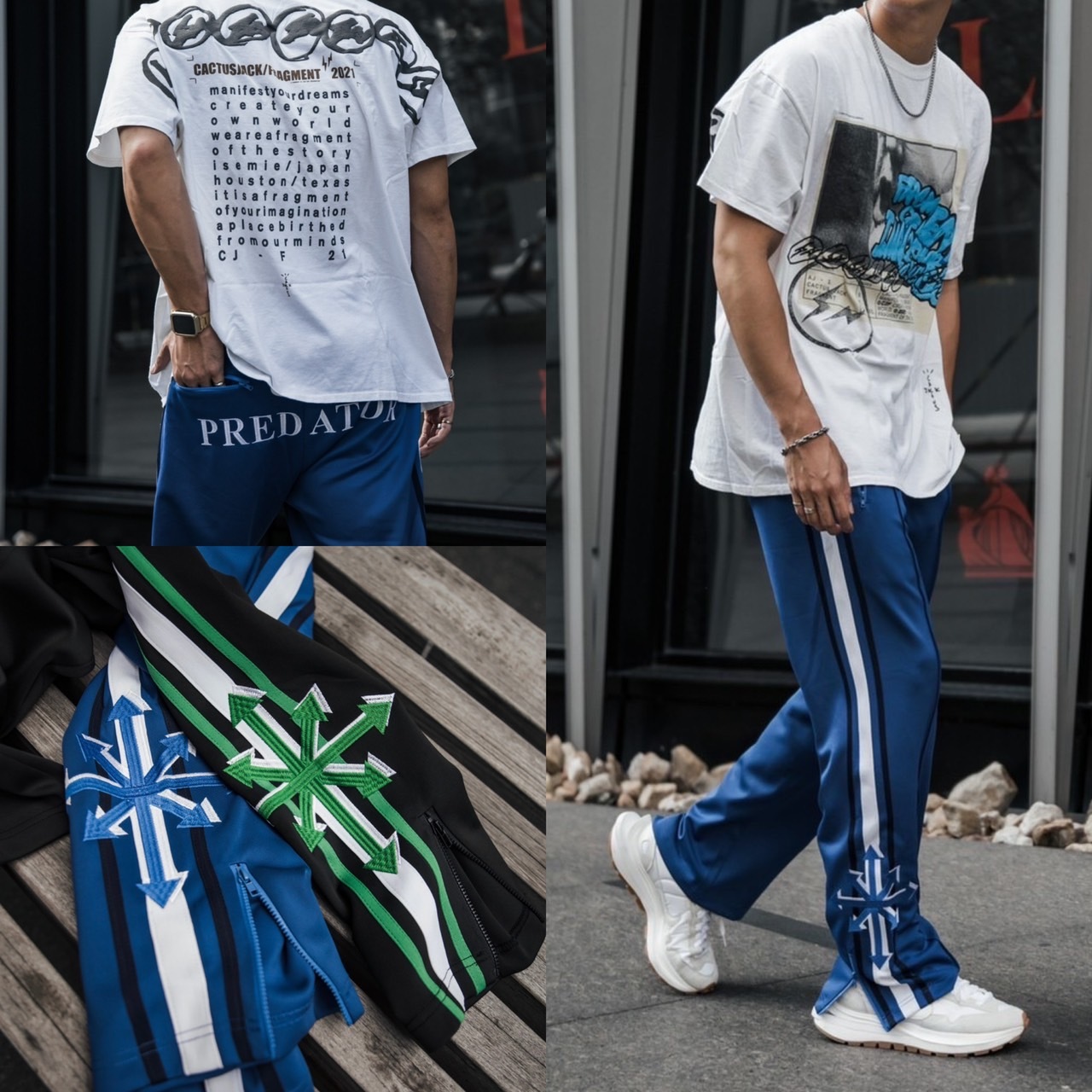 PREDATOR 刺繡指針Logo 線條拉鍊長褲 運動褲