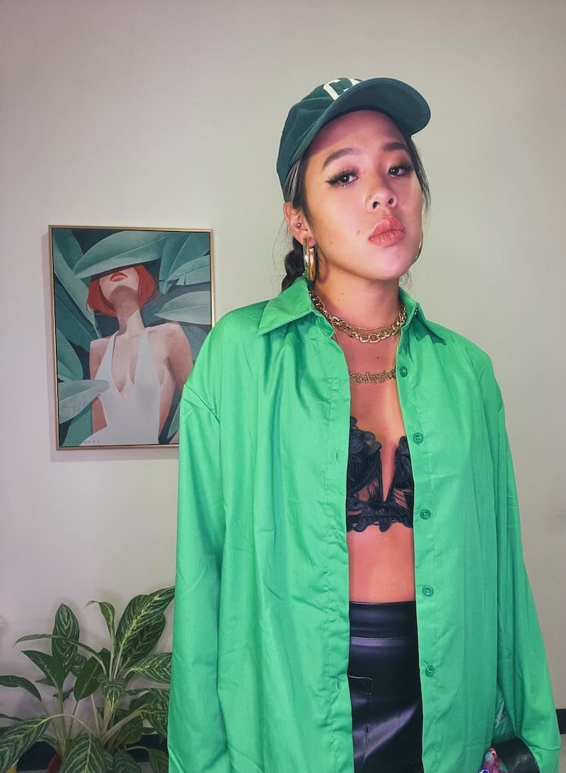 歐美質感綠襯衫