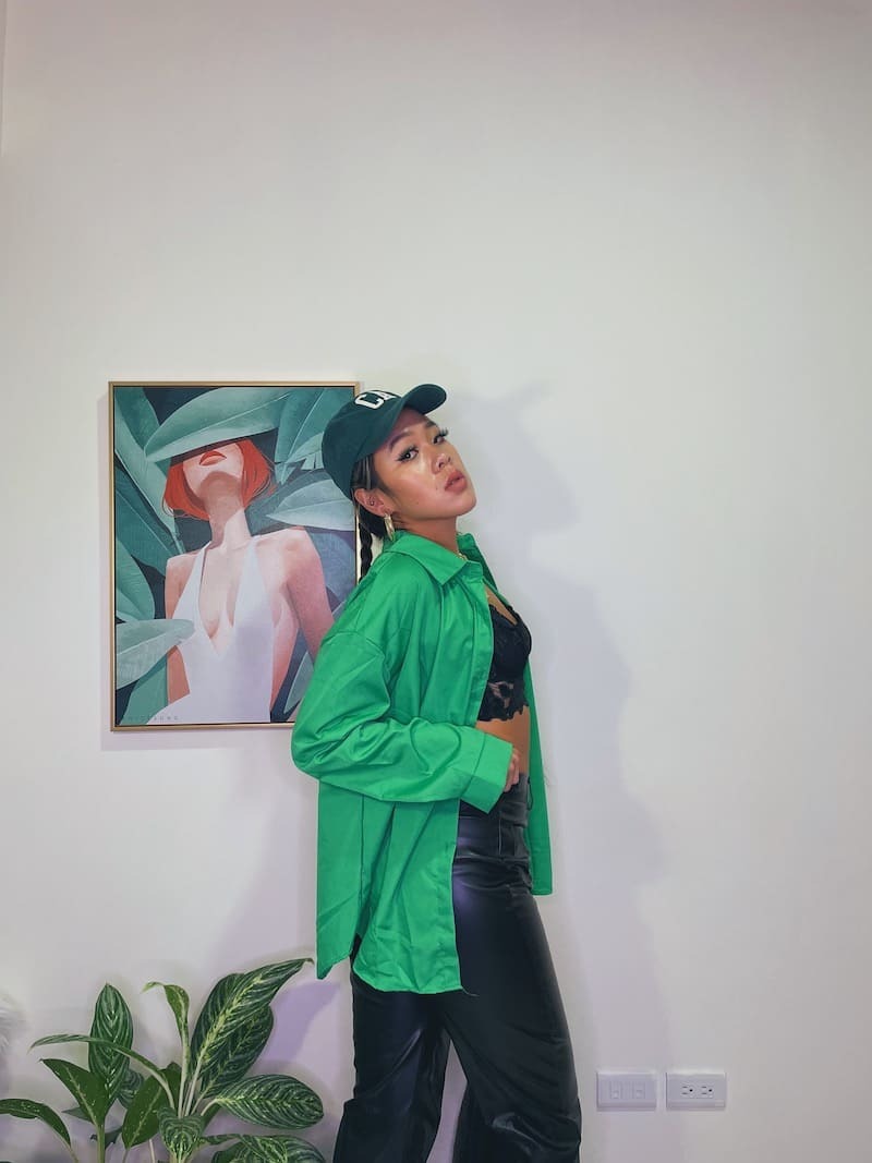 歐美質感綠襯衫