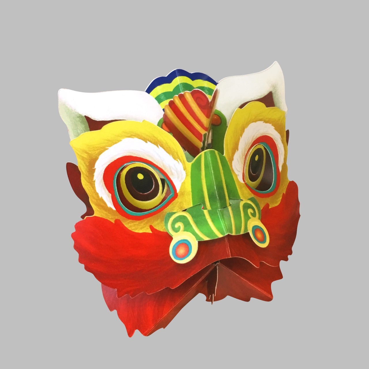 //福利品//放鞭炮嚇跑年獸(附手偶)+舞獅賀年3D大面具(2冊)(套)