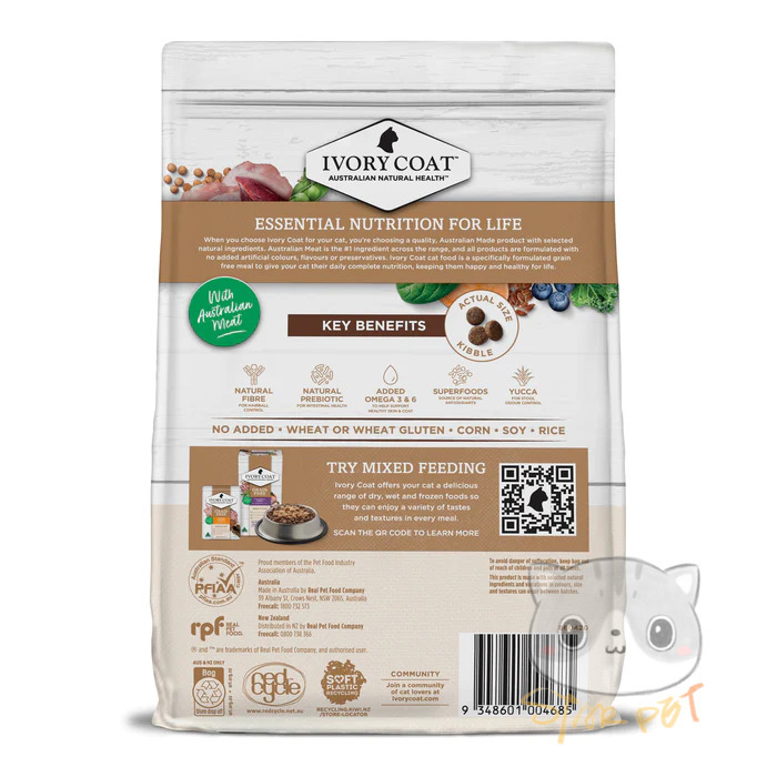 IVORY COAT Chicken & Kangaroo Grain Free for Indoor Adult Cat 2kg