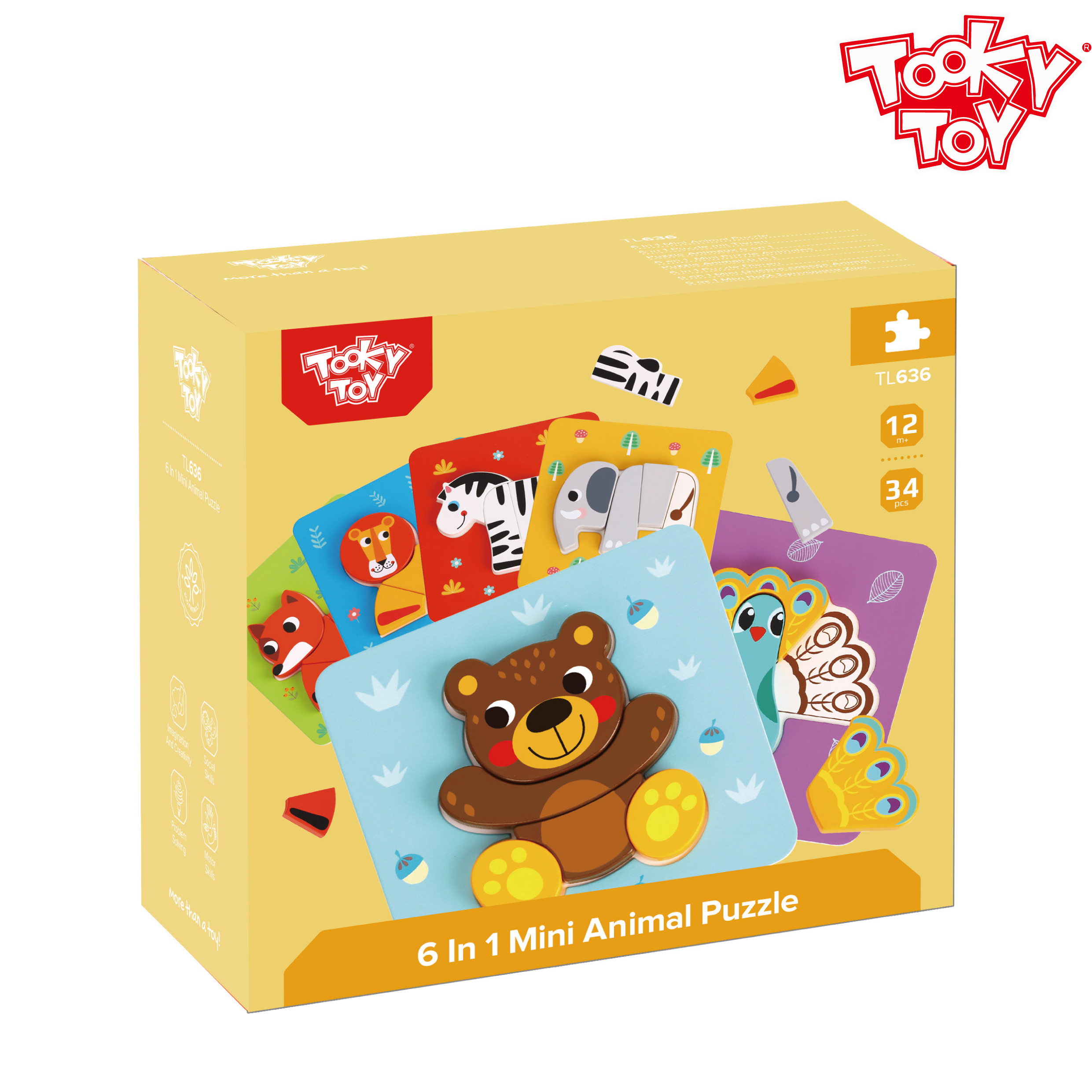 《 TOOKY TOY 》6合1認知動物篇遊戲組