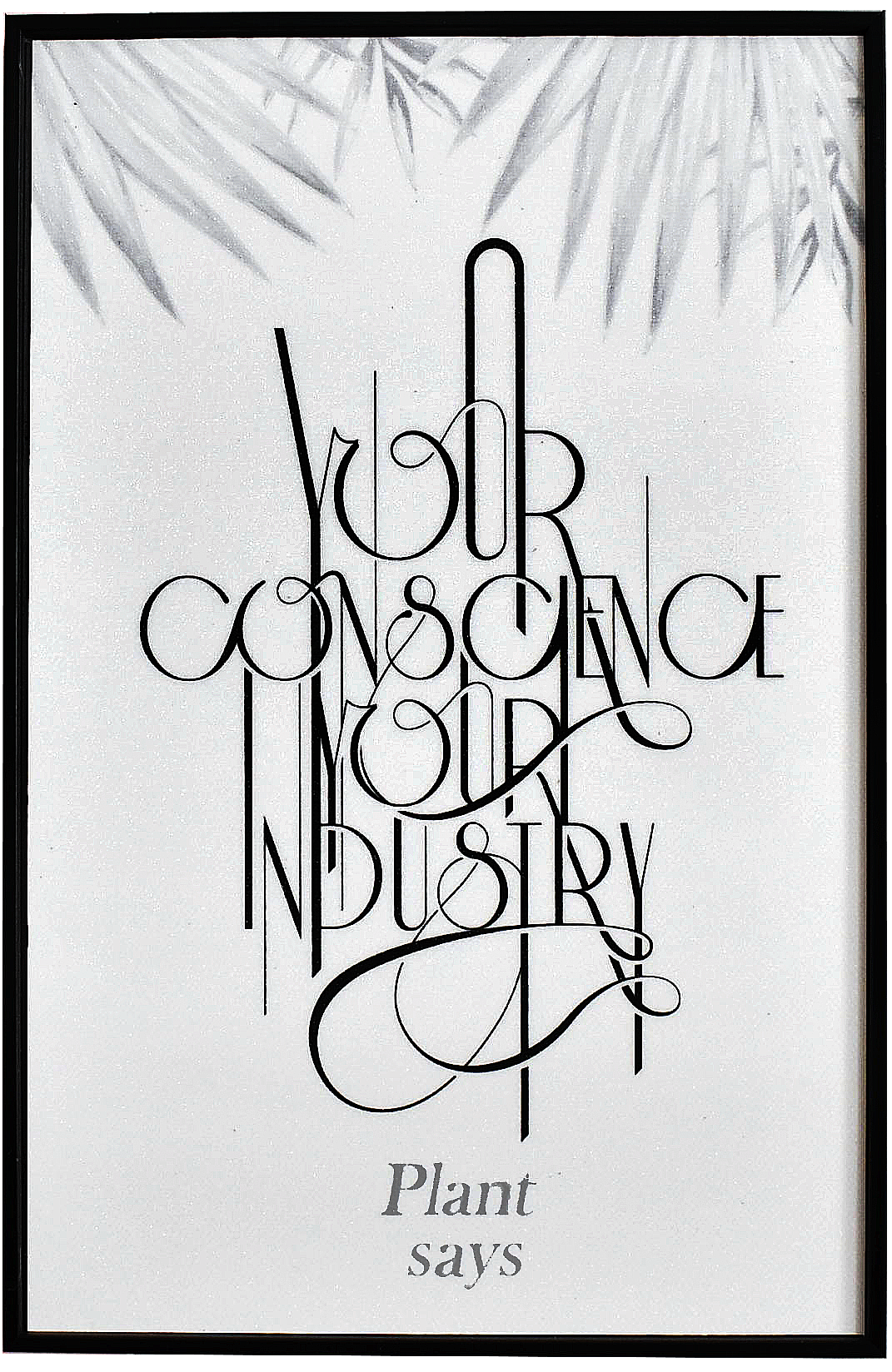 69折 - 北歐生活版畫有框畫19x29-文字綠葉WA63-3/單幅