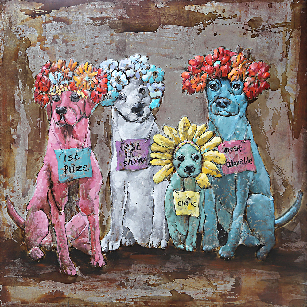 鐵皮畫-花狗家族