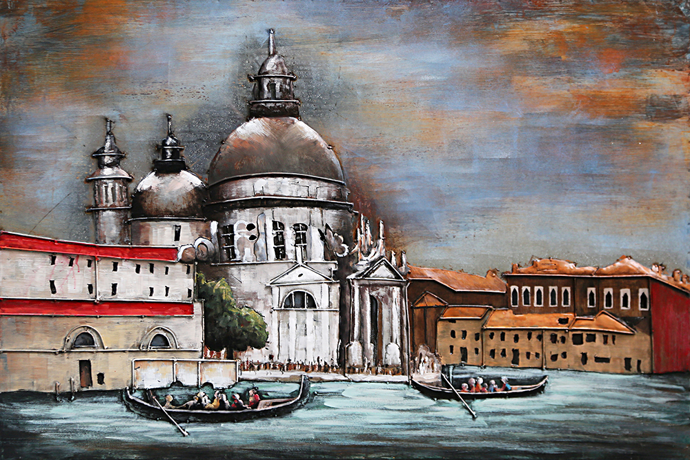 鐵皮畫-教堂與海