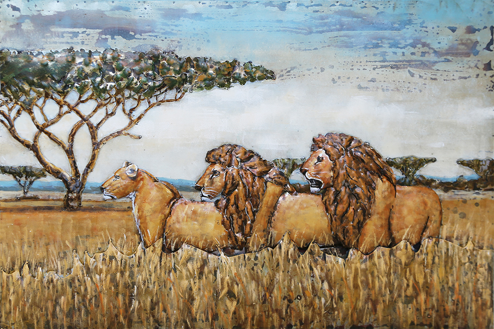 鐵皮畫-草原獅群