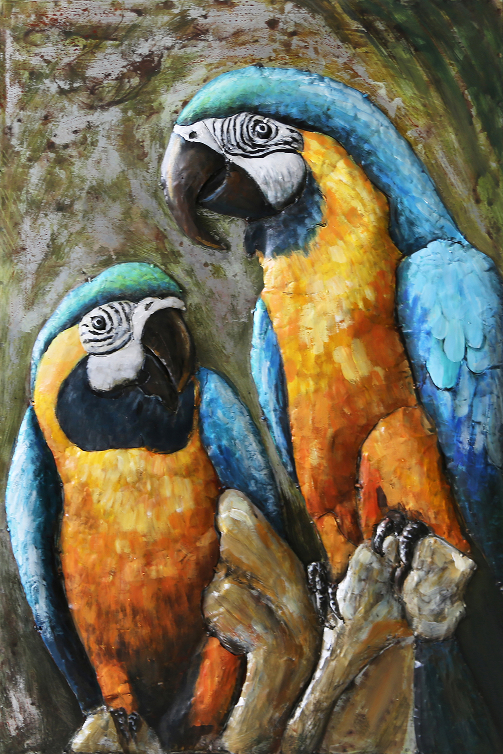 鐵皮畫-2隻鸚鵡