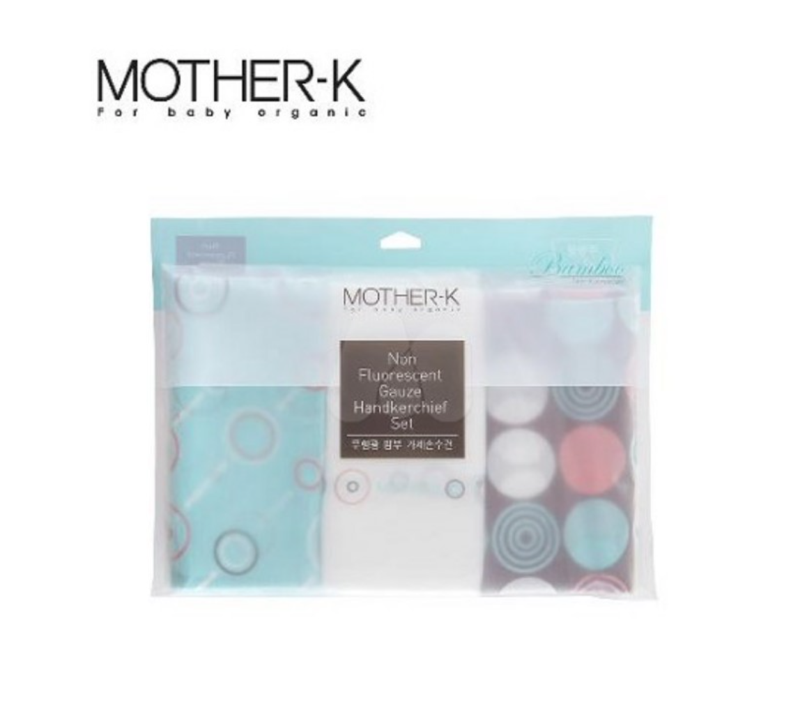 MOTHER-K 100%純棉無螢光口水巾 3件-藍色